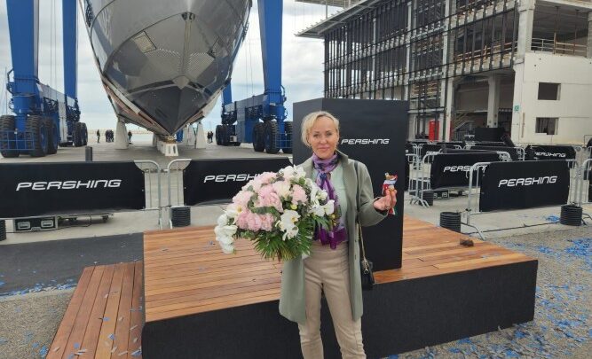 Arina Yacht launch in Italy by Maria Karlsson from Superyacht Insurance Group